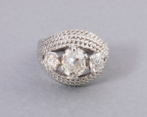 Bague platine sertie de diamants - Bijouterie, Joaillerie Style Années 50-60