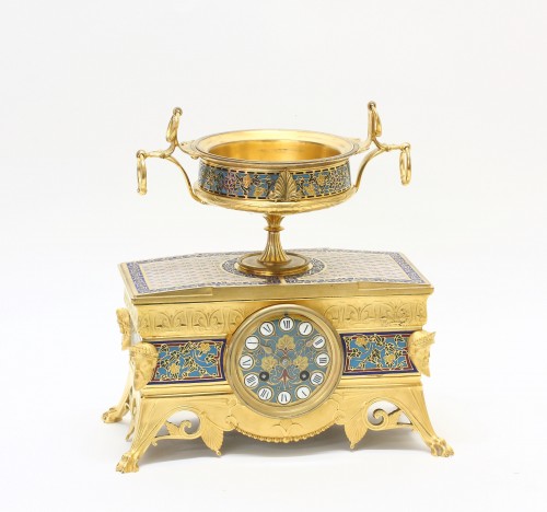 Horlogerie Pendule - Garniture de cheminée orientaliste, Barbedienne et Sévin