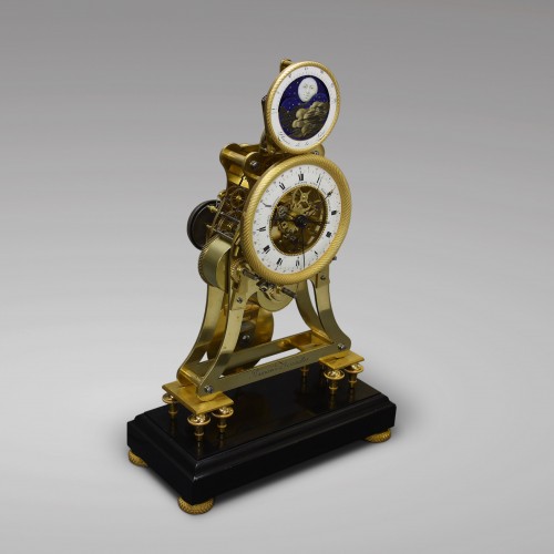 Horlogerie Pendule - Pendule squelette astronomique à sonnerie des quarts