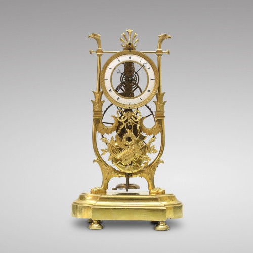 Horlogerie Pendule - Pendule squelette à grande roue