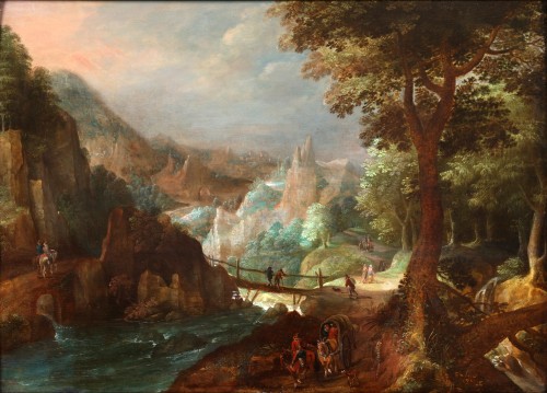 XVIIe siècle - Paysage montagneux animé - Adiaen van Stalbemt (1580-1662)