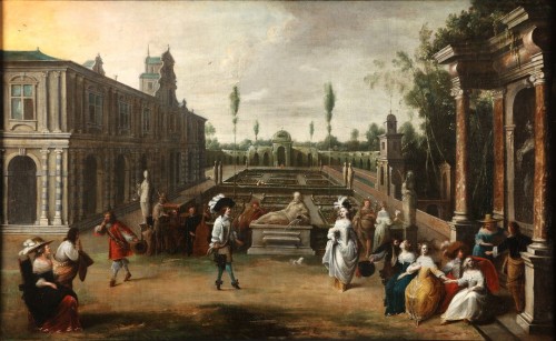 Tableaux et dessins Tableaux XVIIe siècle - Danse à la cour du palais - Hieronymus Janssens (1624-1693)