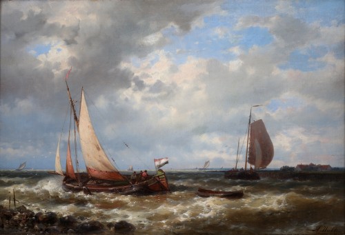 Navires près de la côte par Abraham Hulk senior (1813-1897)