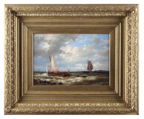 Navires près de la côte par Abraham Hulk senior (1813-1897) - Tableaux et dessins Style 