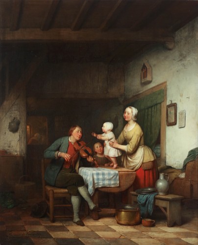 Une famille heureuse - Ferdinand de Braekeleer (Anvers 1792 - Anvers 1883) - Tableaux et dessins Style 