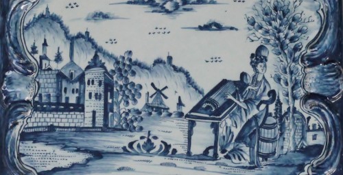 Céramiques, Porcelaines  - Plaque en faïence de Delft, marquée PVB vers 1740-50