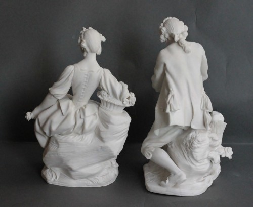 Céramiques, Porcelaines  - Paire de biscuits de porcelaine de Vincennes – Sèvres, XVIIIe siècle