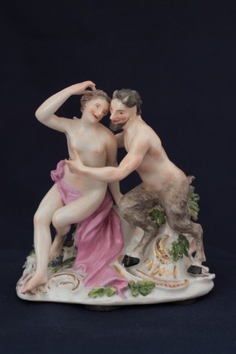 Antiquités - Groupe en porcelaine de Meissen, modèle de J.J. Kandler, XVIIIe siècle.