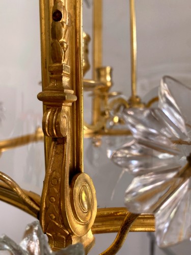Antiquités - Lanterne Transition en bronze doré et pampilles