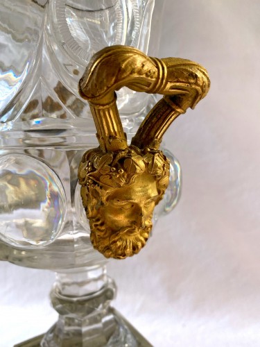 Paire de vases Empire en cristal taillé et bronze doré - Empire