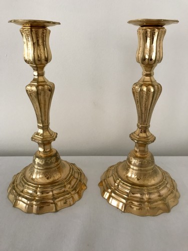 Paire de flambeaux en bronze doré - Jullion Antiquités