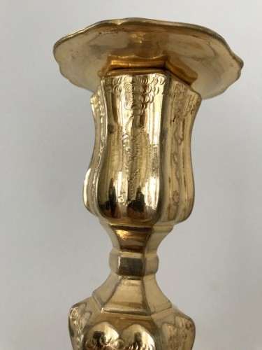 Antiquités - Paire de flambeaux en bronze doré