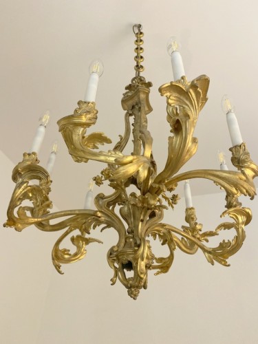 Lustre en bronze doré d'après Caffiéri - Luminaires Style Napoléon III
