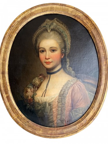 Portrait en médaillon d'une dame de qualité