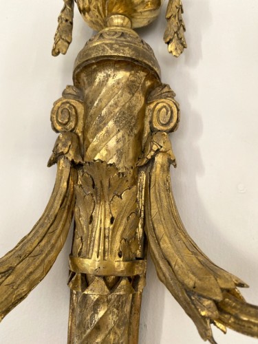 XVIIIe siècle - Paire d'appliques Louis XVI en bronze doré d'après Prieur