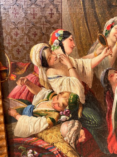 Harem, Peinture orientaliste - Abbati Vincenzo (1803-1866) - Jullion Antiquités