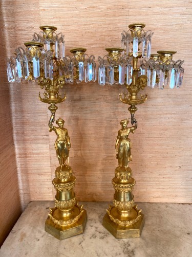 Luminaires Bougeoirs et Chandeliers - Paire de chandeliers girandoles de style ottoman