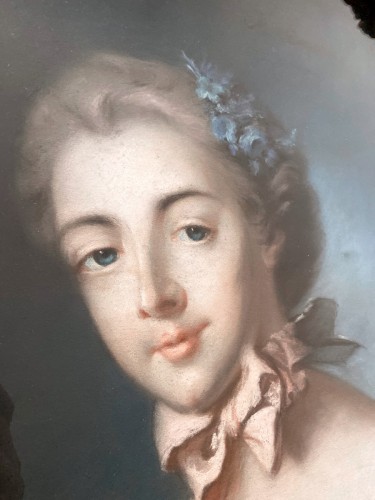 Portrait présumé de Marie émilie Baudouin - Ecole française vers 1760, entourage de François Boucher - Louis XV
