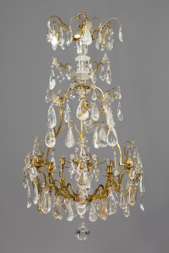 Lustre à Cage aux cristaux de roche d’époque Louis XV - Luminaires Style Louis XV