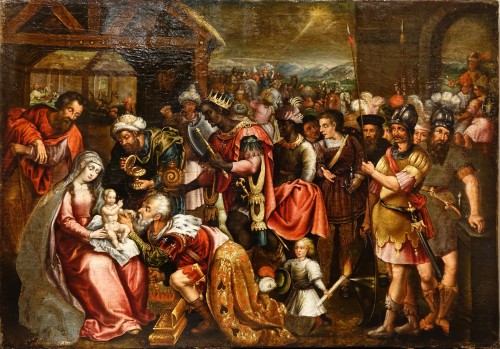 "L'Adoration des rois mages", école de Franken I l'ancien (1524-1616) - Tableaux et dessins Style Louis XIII