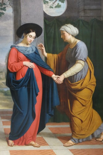 Très grande toile "La Visitation "- France vers 1820 