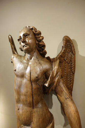 Sculpture Sculpture en Bois - Très grand Ange ailé en chêne, 17e siècle