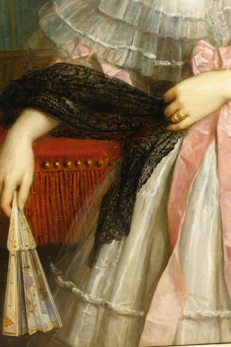 Portrait d'une jeune aristocrate, France vers 1850 - Tableaux et dessins Style Napoléon III