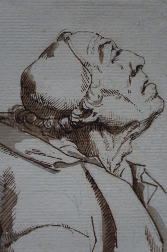 XVIIIe siècle - Dessin représentant un homme bossu, Rome,18e s.P.L. GHEZZI?
