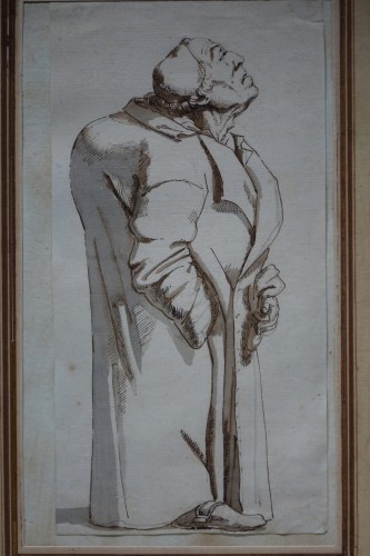 Dessin représentant un homme bossu, Rome,18e s.P.L. GHEZZI? - Louis XV