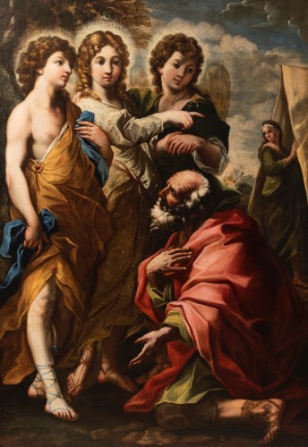 La visite des trois Anges à Abraham - Attribuée à Giacinto BRANDI, vers 1650