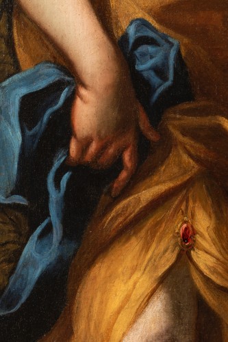 XVIIe siècle - La visite des trois Anges à Abraham - Attribuée à Giacinto BRANDI, vers 1650