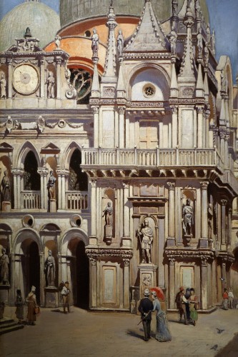 La cour du Palais Ducal à Venise - F.W.ODELMARK, 1889 - Tableaux et dessins Style Art nouveau