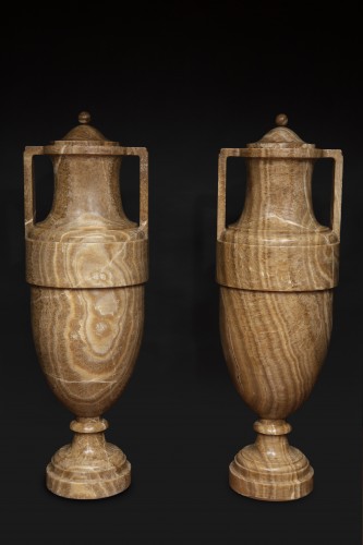 Paire vases en albâtre orientaux - Objet de décoration Style 