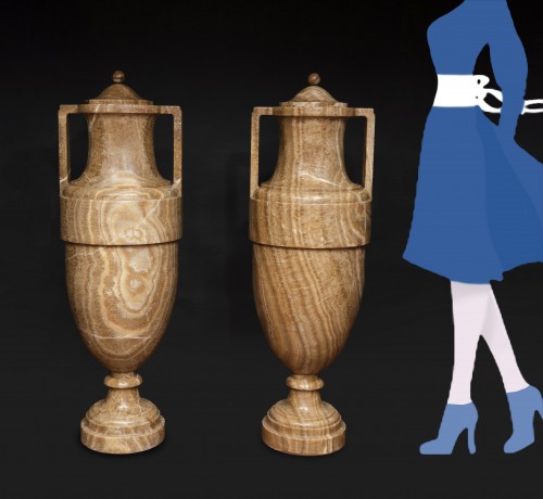 XVIIIe siècle - Paire vases en albâtre orientaux