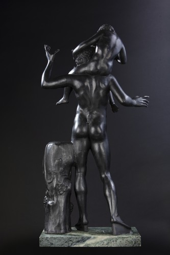 Sculpture Sculpture en Bronze - Satyre et Dionysos Enfant, Italie 1er moitié du XIXe siècle