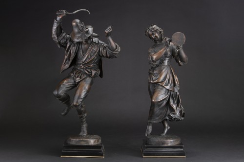 Paire de figures en bronze, l'une signée Feuchère - Sculpture Style 