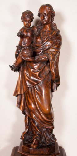 Vierge à l'Enfant de l'école italo-flamande vers 1700 - Sculpture Style Louis XIV