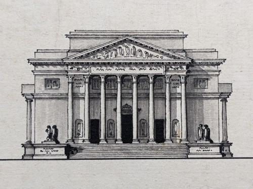 Projet pour une cathédrale ou abbatiale, vers 1770-80 - Tableaux et dessins Style Louis XVI