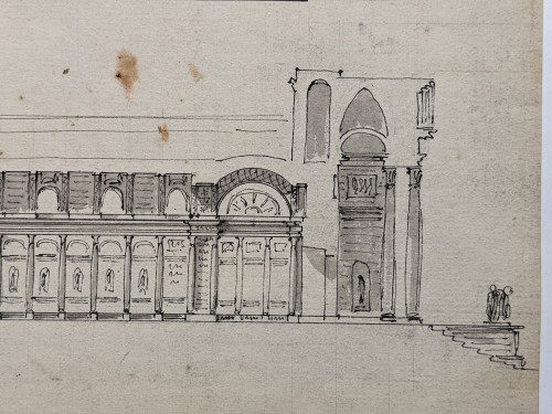 Tableaux et dessins Dessin, Aquarelle & Pastel - Projet pour une cathédrale ou abbatiale, vers 1770-80