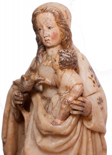 XVIe siècle et avant - Vierge à l'Enfant en albâtre vers 1500, école aragonaise ou burgalaise