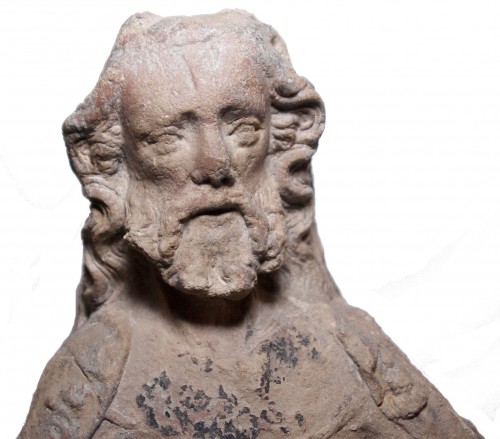 Sculpture Sculpture en pierre - Haut-relief représentant un prophète assis, XIVe siècle