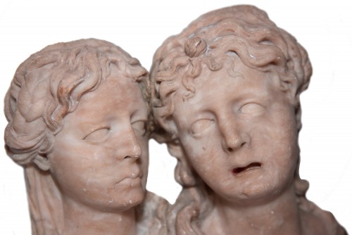 Paire de bustes féminins en albâtre, Pays-Bas méridionaux vers 1550 - Sculpture Style Renaissance