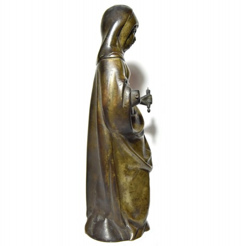 Statuette de sainte en bronze, fin du XVe siècle Pays-Bas méridionaux - Moyen Âge