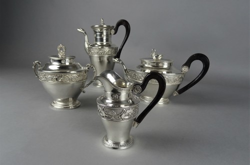 Service à thé et café en argent, d'époque Empire par Ruchmann à Paris. - Argenterie et Orfèvrerie Style Empire