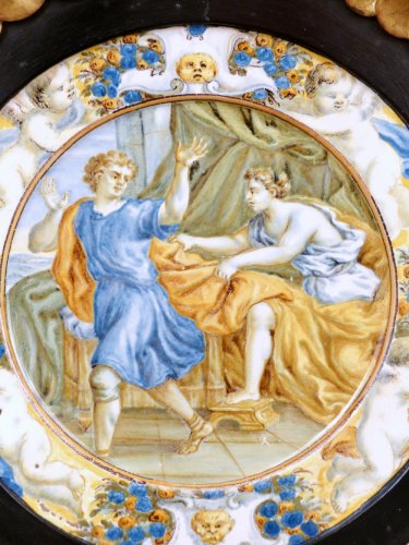Céramiques, Porcelaines  - Assiette Taglieré de l'atelier de Carlo Antonio Grue, Castelli, du XVIIe siècle