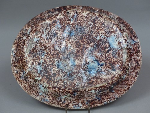 XVIIe siècle - Plat en poterie vernissée Pré d'Auge XVIIe siècle