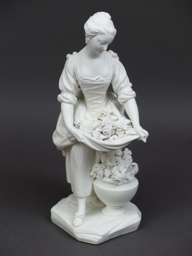 Antiquités - "La jardinière au vase" biscuit de porcelaine tendre, Sèvres 18e siècle