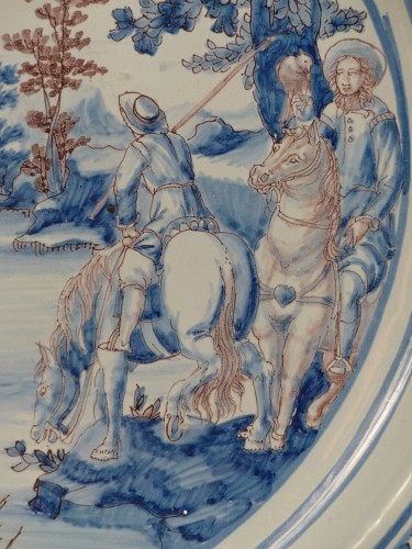 XVIIe siècle - Grand plat en faïence de Nevers du XVIIe siècle