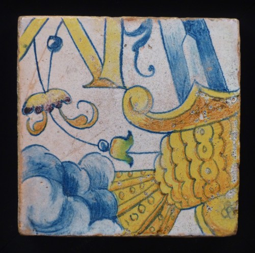 XVIe siècle et avant - 2 carreaux de pavage de Masseot Abaquesne 16e siècle