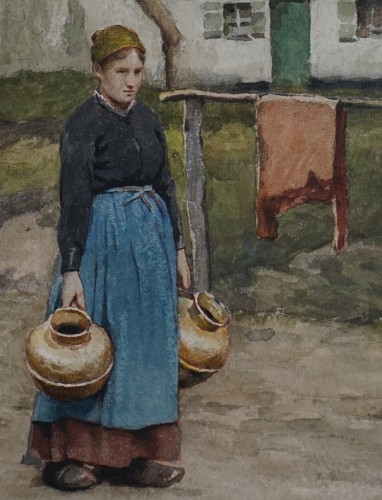 Louis Welden Hawkins (1849-19410) - Jeune femme bretonne - Tableaux et dessins Style 